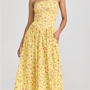 Resa Mackenzie Strapless Midi Dress Honey Size Medium Floral Dress